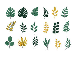 Laurel wreath set illustration with decorative green leaves and nature-inspired design