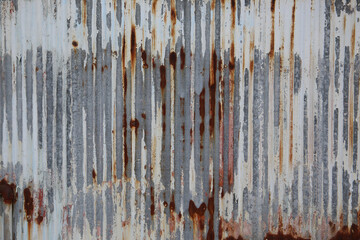 Old and rusty zinc sheet wall