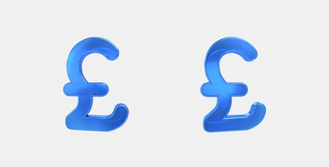 currency pound 3D icon on isolate white background