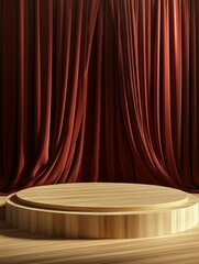 ultra HD image of stage podium round wooden high detail 8k