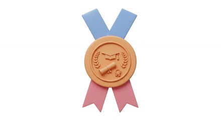 Beige medal with ribbons