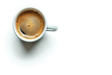 Vibrant Color Visual of Strong Espresso Coffee Isolated on White Background