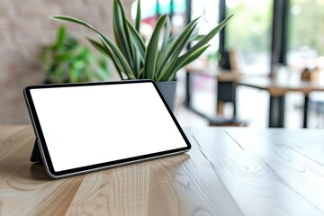 Clear Pixel Image of Tablet with White Display on Office Table