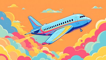Fototapeta premium airplane flying over the sea, vector illustration of an abstract background