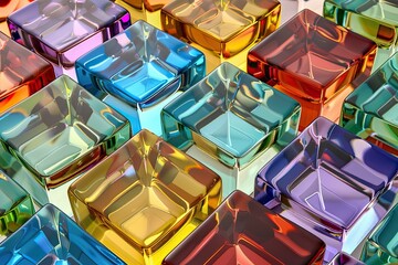 High Quality Visual of Colored Cubes of Glass Created by