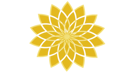 Abstract Golden Yellow Geometric Lotus Flower Mandala Vector Graphic isolated on Transparent Background