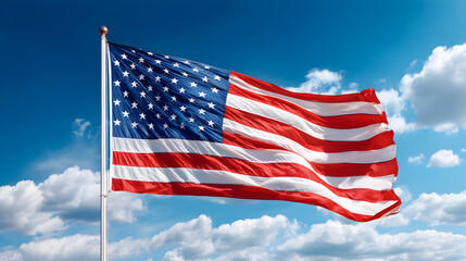 Obraz premium US flag with clouds background