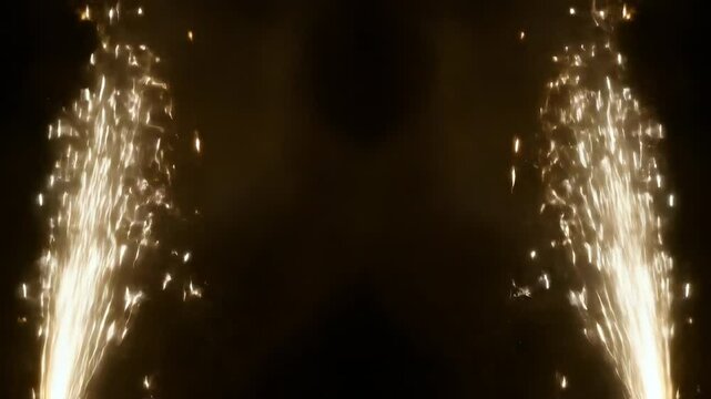 Spark Fountain Fireworks on Black Background with Open Center Space