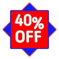 40% Off Sale Graphic with Red and Blue Design