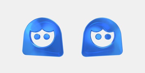 face 3D icon on isolate white background