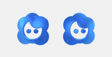 face 3D icon on isolate white background