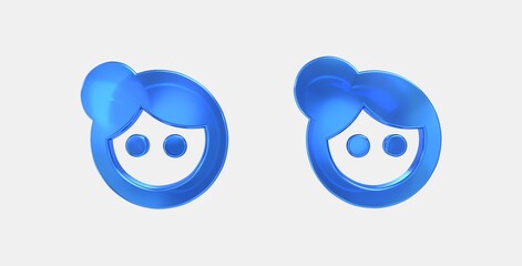 face 3D icon on isolate white background