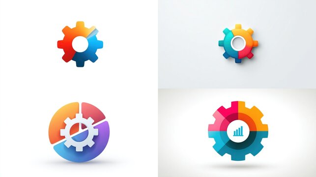 Four gears segmented by color, presented in a clean, modern, graphic style - Powered by Adobe