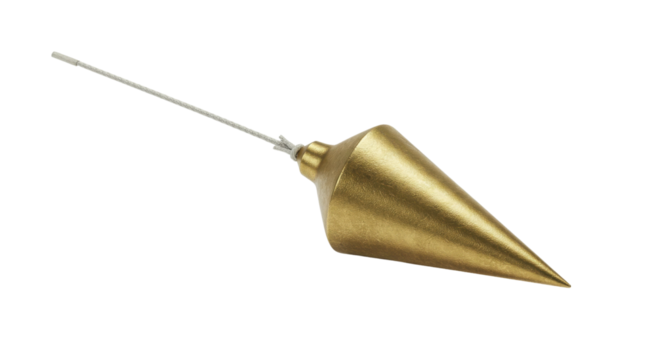 Shiny Golden Brass Plumb Bob Measurement Tool Isolated Product Shot isolated on Transparent Background