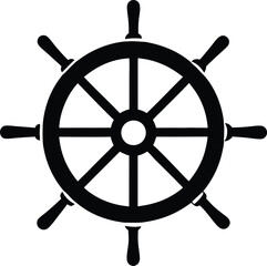 Steering wheel Silhouette, Steering wheel icon. ship steering silhouette vector illustration © Jabed