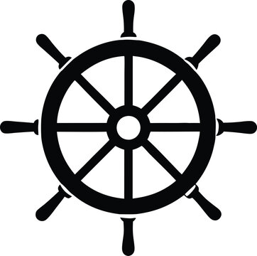 Steering wheel Silhouette, Steering wheel icon. ship steering silhouette vector illustration