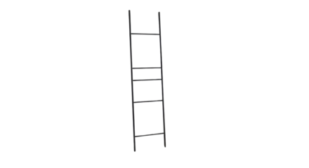Simple Black Line Drawing of a Portable Tall Ladder Vector Graphic isolated on Transparent Background