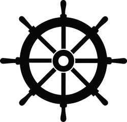 Steering wheel Silhouette, Steering wheel icon. ship steering silhouette vector illustration © Jabed