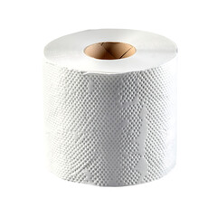 Clean white toilet paper roll with embossed texture isolated on transparent background