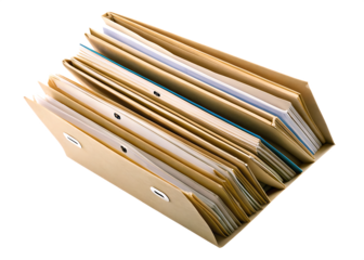 Expanding file folders with documents isolated on a transparent background document organization