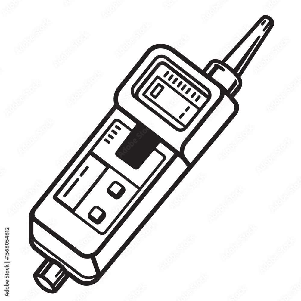 Poster handheld electronic oil tester tool with digital display and probing tip isolated