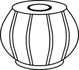 Tabla drum one line art silhouette vector. Tabla line art vector design. Tabla outline illustration design.