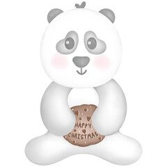 Cute panda Christmas decoration hand drawn illustration 