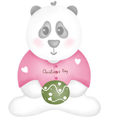 Cute panda Christmas decoration hand drawn illustration 