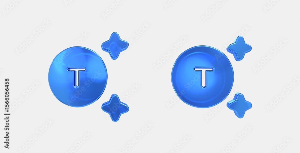 Poster generating tokens 3d icon on isolate white background
