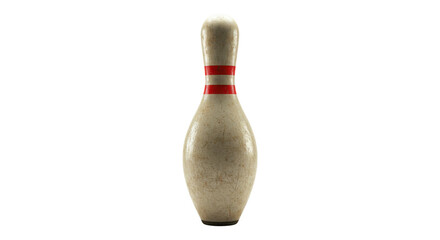 Aged bowling pin with red stripes isolated PNG with Transparent Background