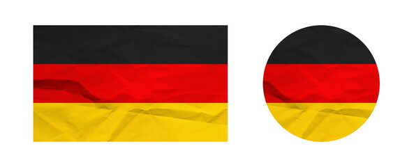 Obraz premium Paper Textured German Flag in Rectangle and Circle Format Isolated on Transparent Background