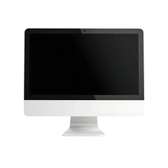 Modern desktop computer monitor with black screen isolated on transparent background