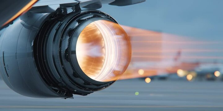 Jet Engine Startup with Visible Heat Distortion