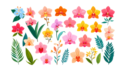 Colorful flowers on a white background.