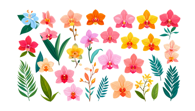 Colorful flowers on a white background.