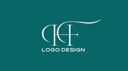 Elegant HF monogram logo with flowing script and extended tail design, perfect for personal branding, luxury identity, and creative industries