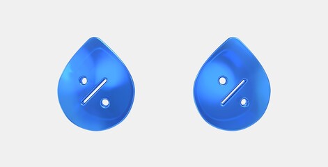 humidity percentage 3D icon on isolate white background