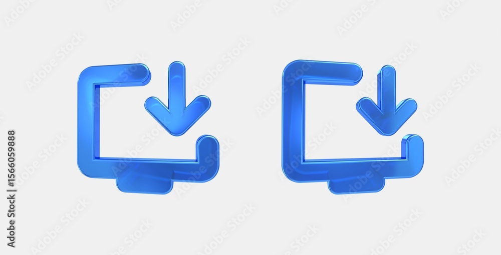 Poster install desktop 3d icon on isolate white background