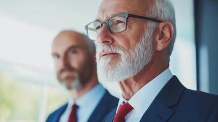 Mentor guiding young professional during business discussion in modern office, mentorship concept