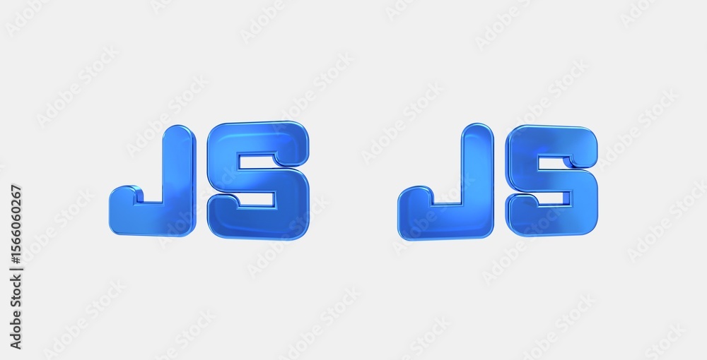 Poster javascript 3d icon on isolate white background
