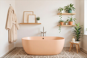 modern bathroom interior with bathtub and shower