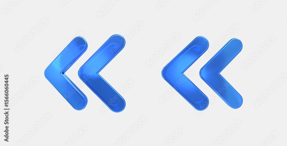 Poster keyboard double arrow left 3d icon on isolate white background