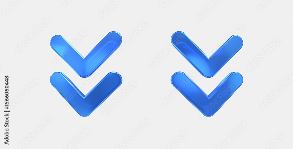 Poster keyboard double arrow down 3d icon on isolate white background