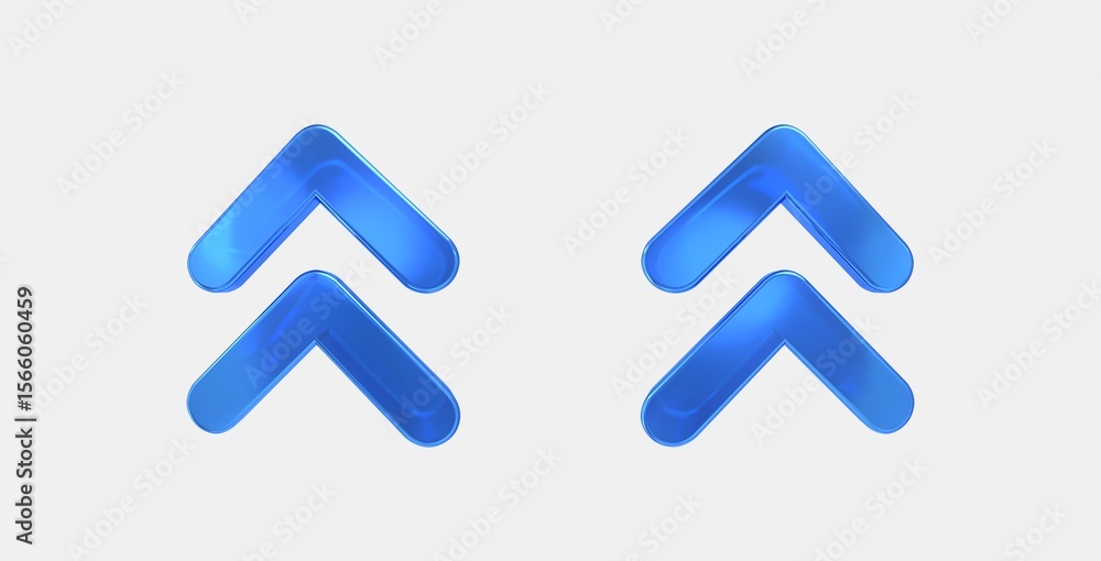 Poster keyboard double arrow up 3d icon on isolate white background