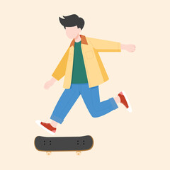 Skater Boy Performing Skateboard Trick – Youth Sports Vector Illustration