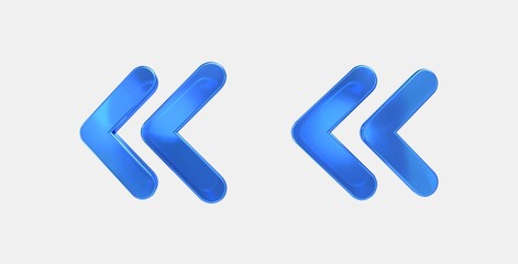 Obraz premium keyboard double arrow left 3D icon on isolate white background