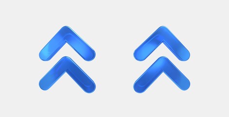 keyboard double arrow up 3D icon on isolate white background