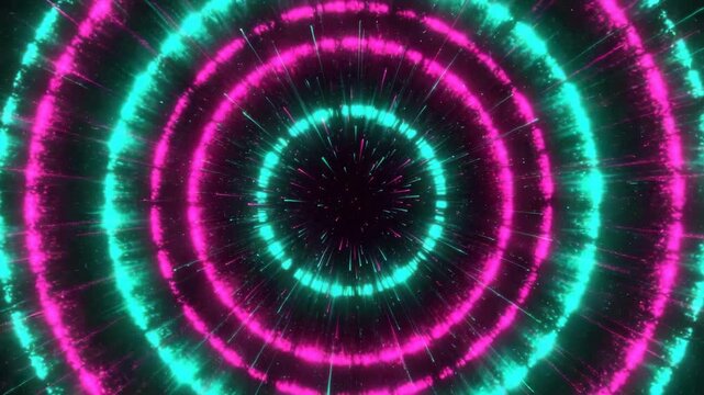 Abstract neon circles animation background