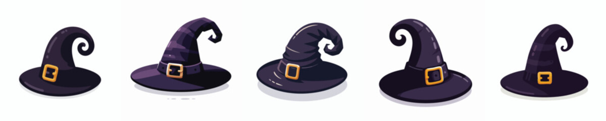 Witch Hat Cartoon Vector Set | Halloween Costume Clipart Pack