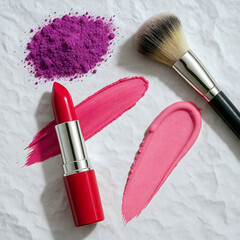 make up brushes and powder